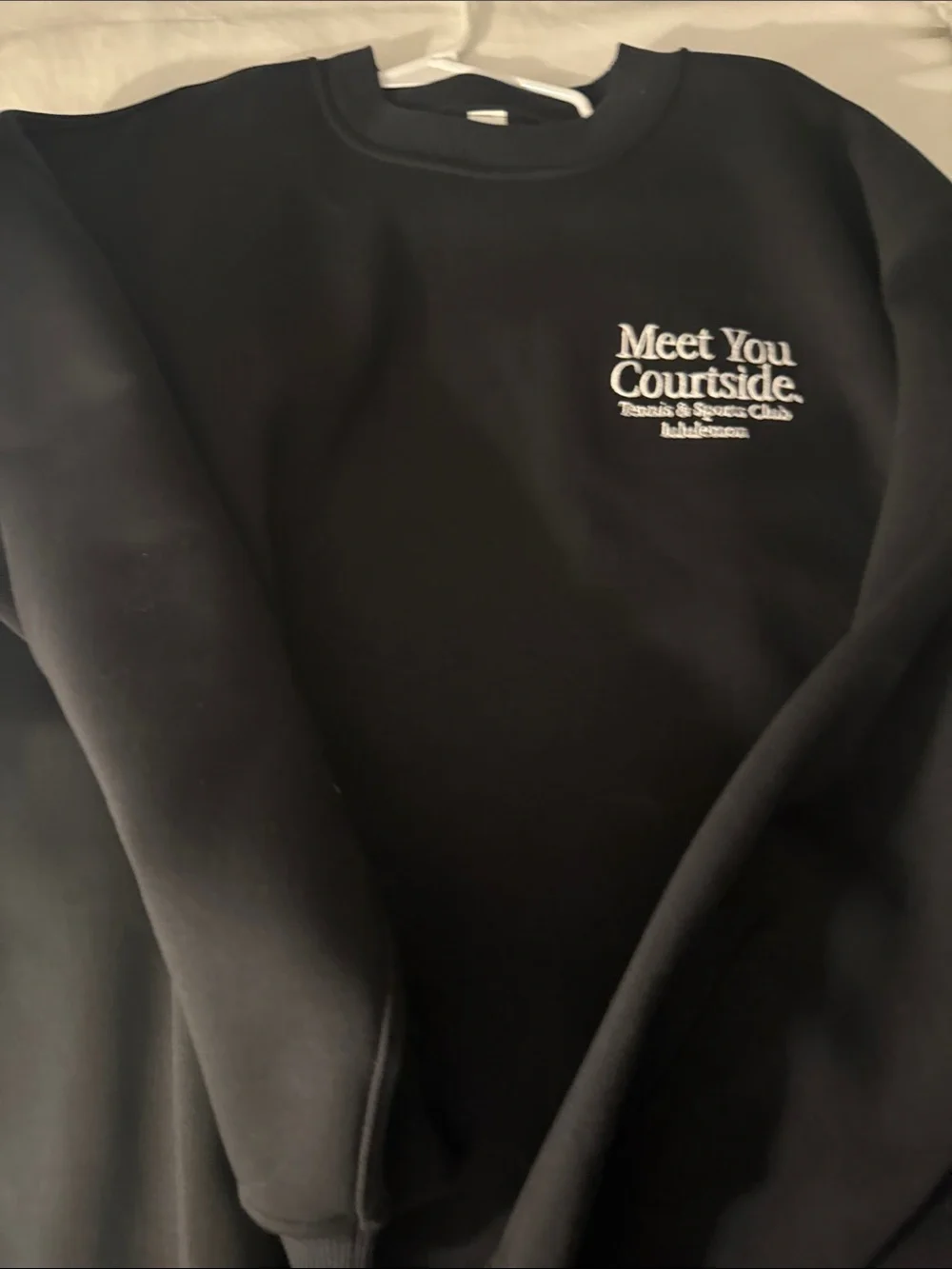 lululemon athletica Black Crewneck Pullover with Yellow Tennis Graphic
